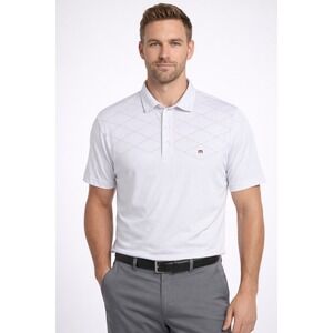 Travis Mathew White Polo Shirt Golf Performance Short Sleeve Men's size LARGE